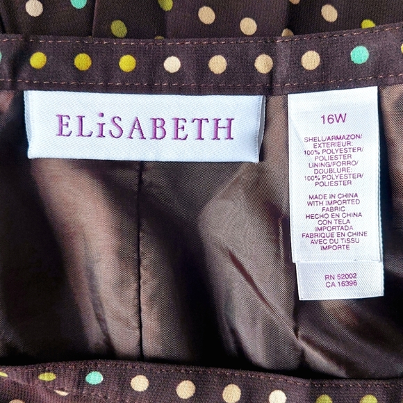 Plus Size+ Brown Polka Dot Midi Skirt Elisabeth by Liz Claiborne Sz 16W - Picture 5 of 6